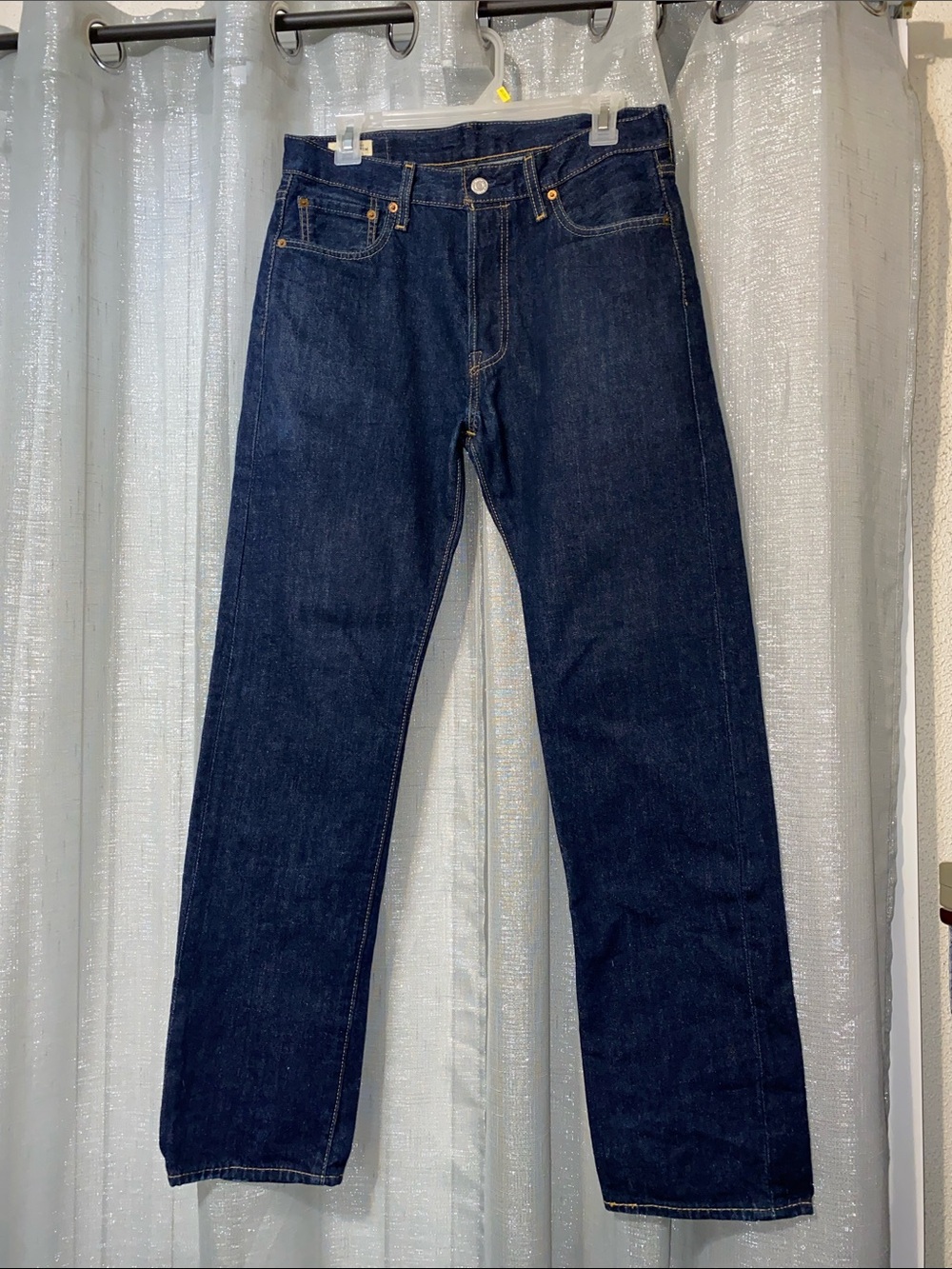 Levi's Straight Leg Men's Jeans - Indigo Blue with Tan Patch